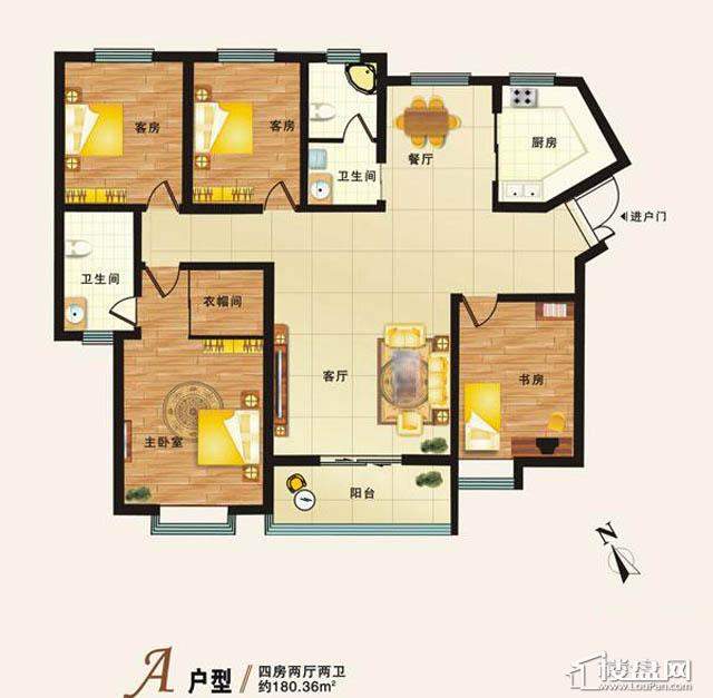 郑州帝湖东王府3室2厅2卫户型图-郑州楼盘网