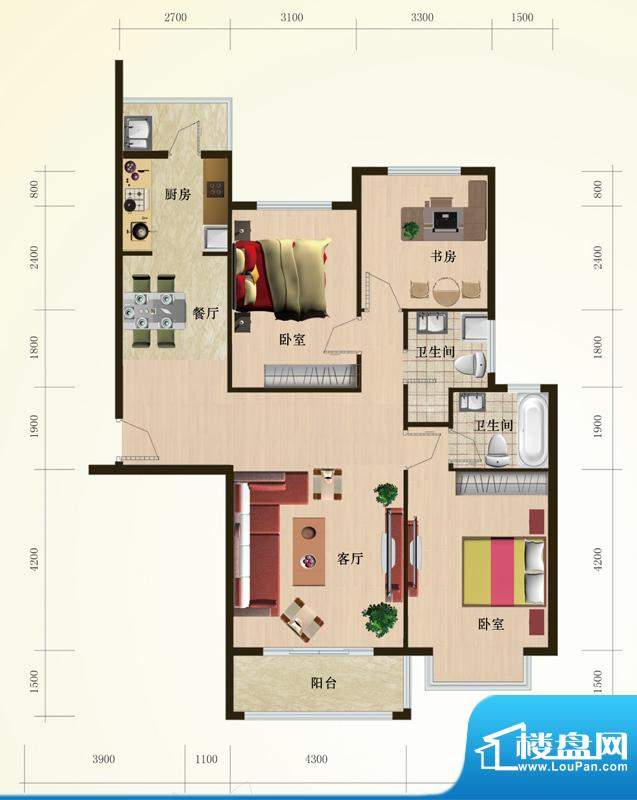 呼和浩特新房 新城区楼盘 > 凤凰新城 凤凰新城户型图 3室面积:136.