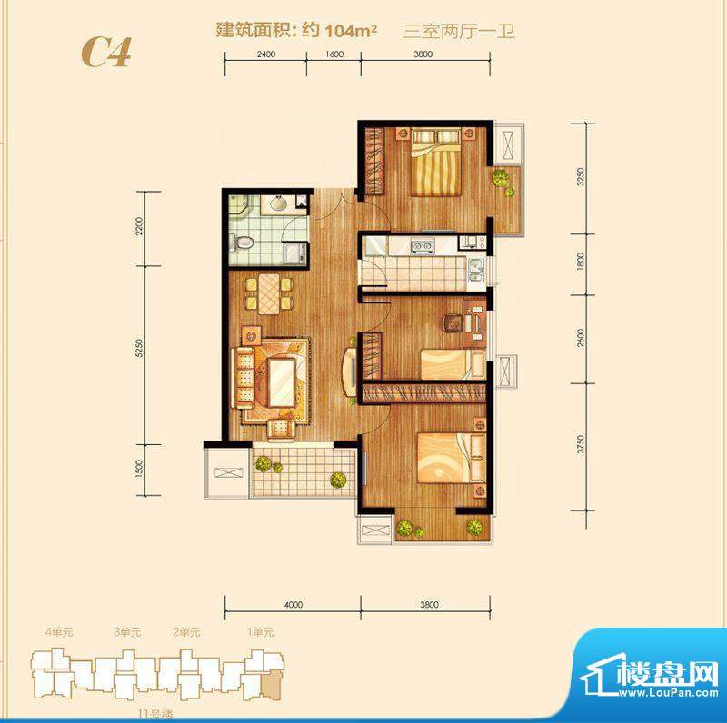 燕京航城c4户型 3室