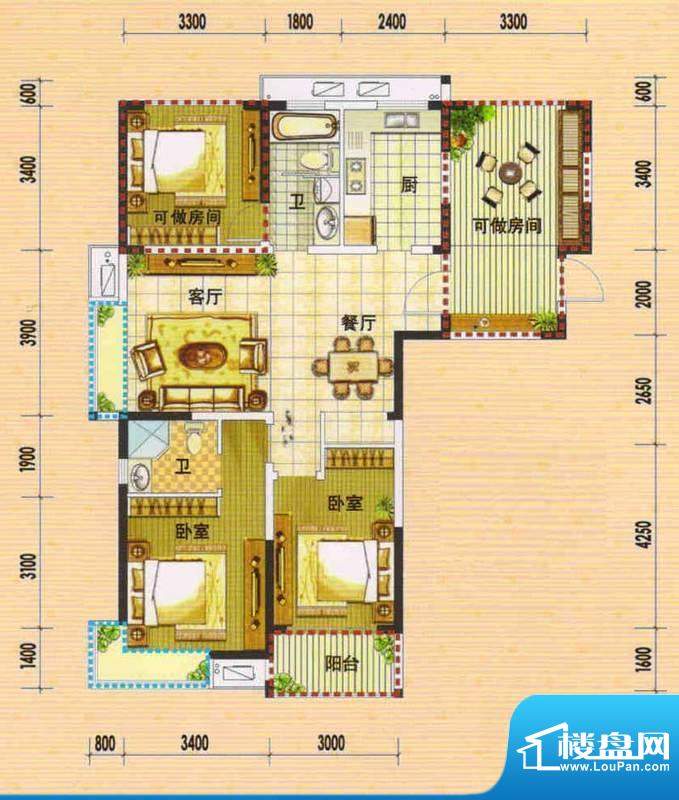 合肥百协大溪地3室户型图-合肥楼盘网