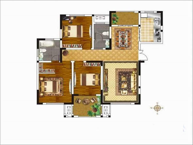 郑州郑西建业森林半岛3室2厅2卫户型图-郑州楼盘网