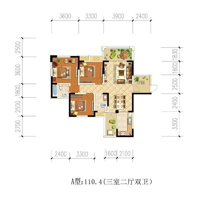 成都西江河畔2室2厅1卫户型图-成都楼盘网