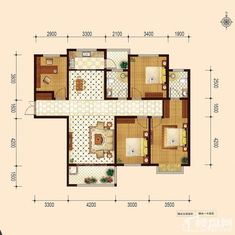 运城大运外滩玺园3室2厅2卫户型图-运城楼盘网