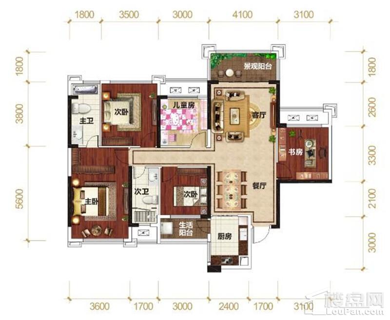 凯旋国际6#01户型户型图-贵港楼盘网