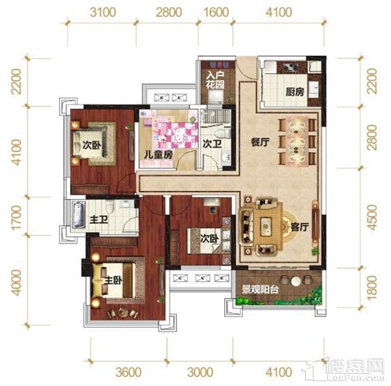 凯旋国际6#01户型户型图-贵港楼盘网