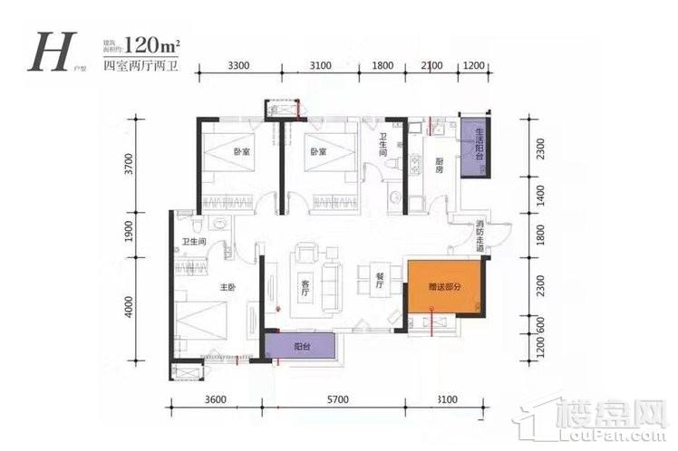 天琴湾三号楼一单元f户型户型图-西安楼盘网