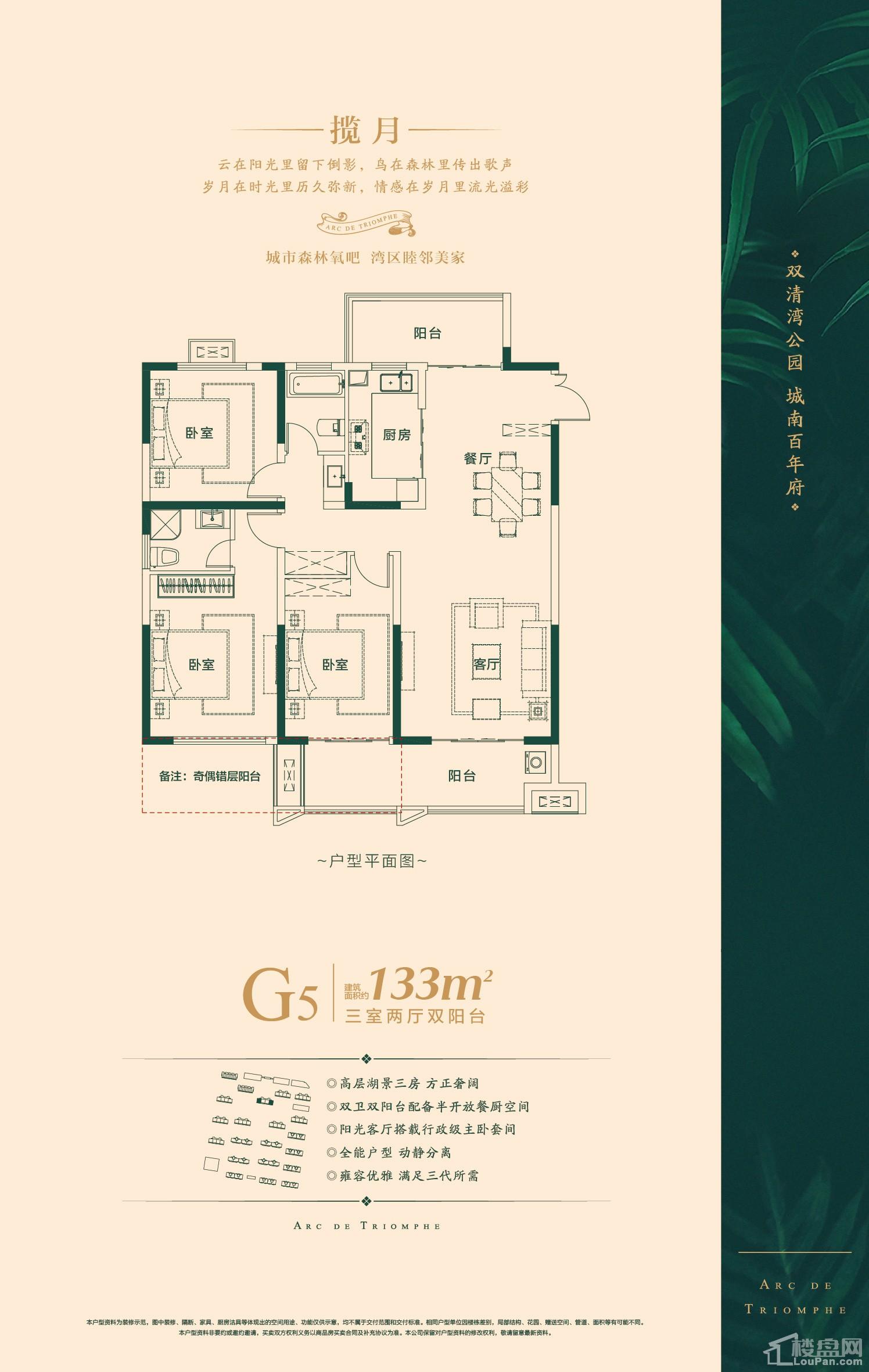 阜阳丽丰凯旋门3室2厅1卫户型图-阜阳楼盘网