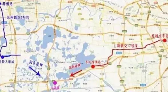 除了上海地铁17号线西延伸到汾湖枢纽站,与苏州地铁4号线延伸段交汇.