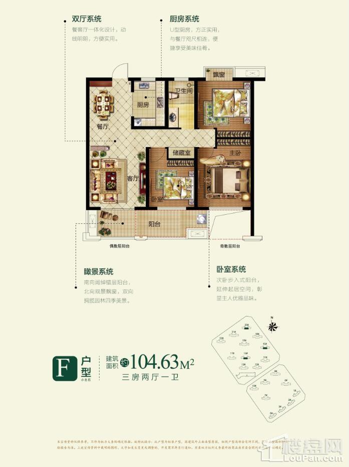 阜阳祥源生态城·景秀园3室2厅1卫户型图-阜阳楼盘网