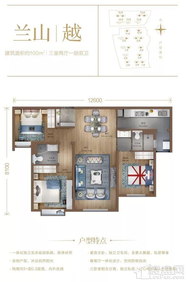 兰州万科城兰山越100平米户型图