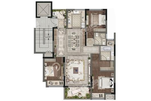 重庆复地君屿墅4室2厅2卫户型图-重庆楼盘网