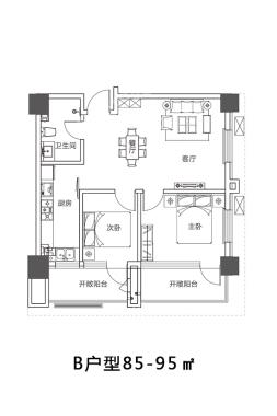 2室2厅1卫  90.00㎡