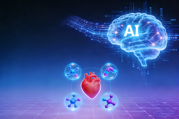 AI can identify genes related to heart disease and predict potential drugs.
