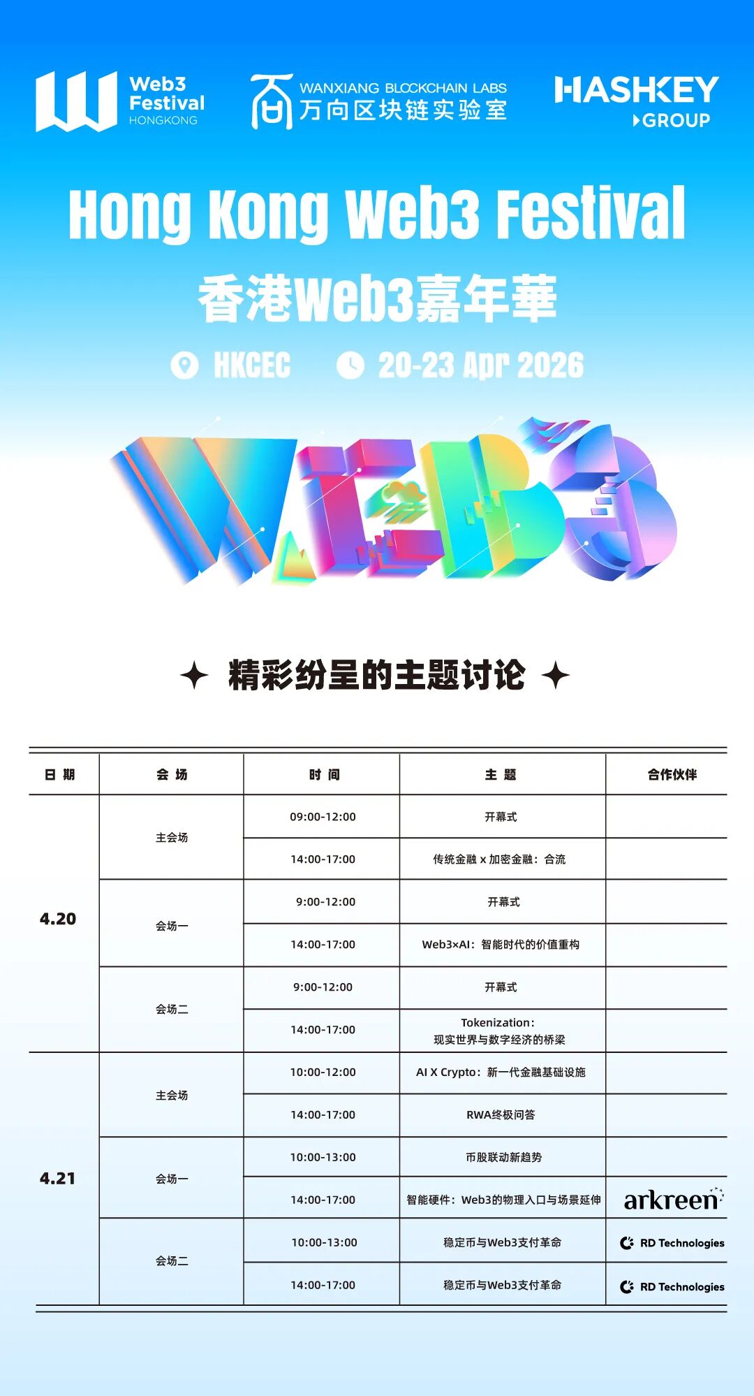 香港Web3嘉年华4月重磅启幕：三大议题重构数字金融边界