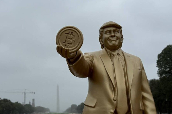 Trump places golden statue of himself holding Bitcoin outside US Capitol