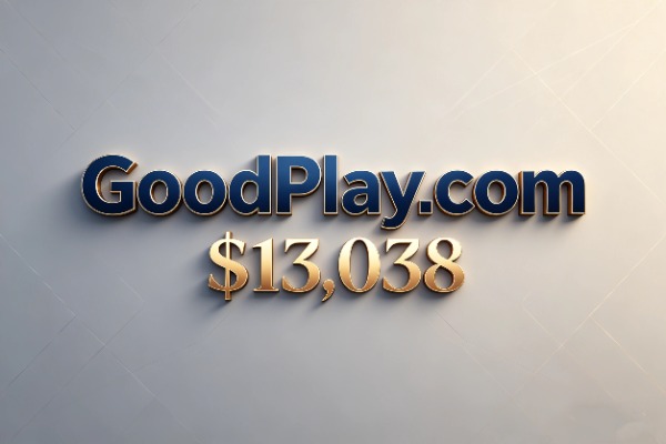 Sold for $13,038! The two-keyword combination GoodPlay.com stands out; its simple design underscores the domain's core value.