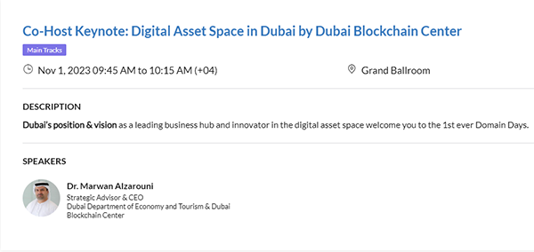 DN.com's CEO,Jack will be  invited to participate Domain Days Dubai 2023