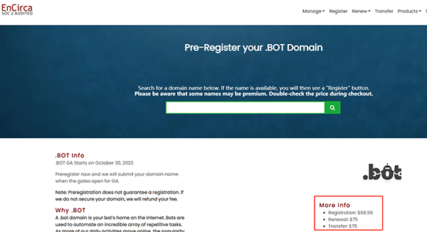 Amazon is about to release .bot domain name! Another artificial intelligence domain name is available!