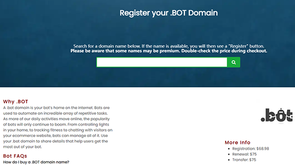 After canceling the registration limit,the number of .BOT domain name registration has increased!