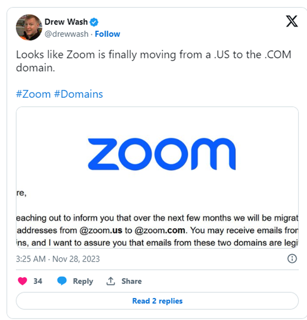 Zoom Announces Domain Name Upgrade Programme from Zoom.us to Zoom.com