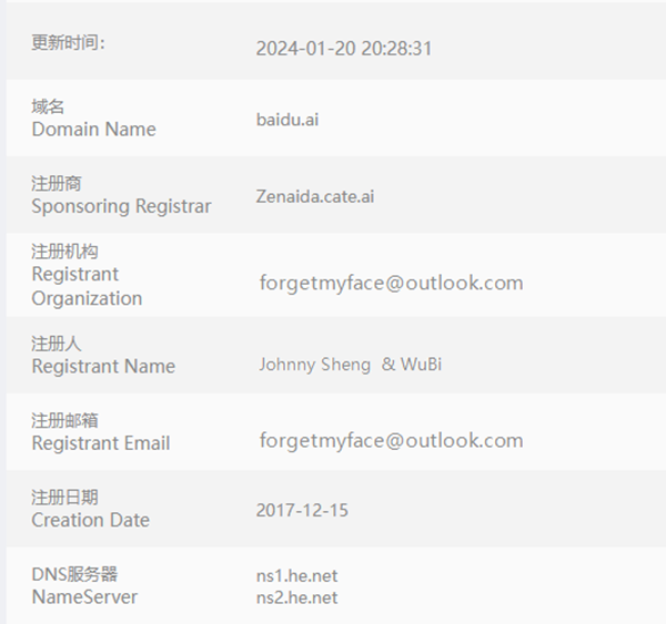 Baidu.ai domain name dispute, baidu.ai unconditional transfer