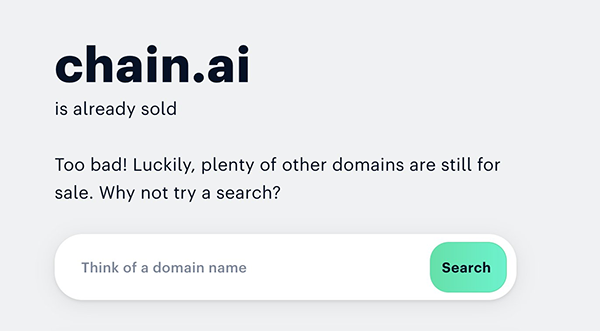AI太火热!区块链公司或成功收购极品域名Chain.ai