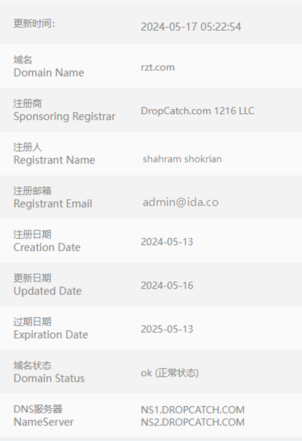 RZT.com，因持有者未续订，以1.8万美元成功拍卖