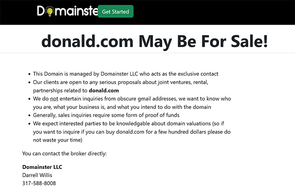 Domain name: DonaldDonald.com & KamalaKamala.com