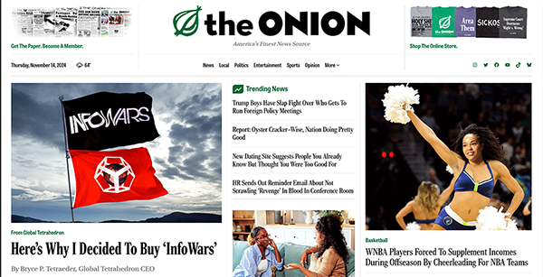 The Onion nabs Infowars.com domain name, will replace disinformation with humor