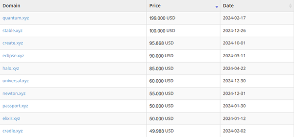 .xyz domain name market in 2024: volume declines, prices rise, potential still exists