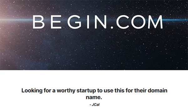 Begin.com以七位数成交，30年老域名等待新的“开始”