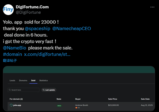 Yolo.app Sold for $23,300, Showing a Strong Match between Brand and Domain Name