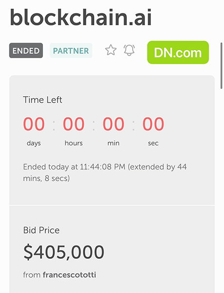 Blockchain and AI Ignite the Domain Name Market: Blockchain.ai Sells for $405,000