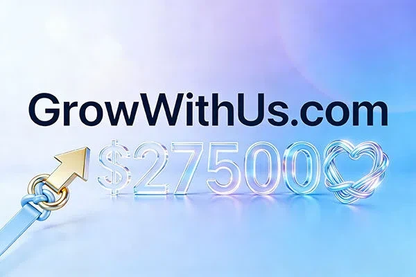 GrowWithUs.com sold for $27,500, unlocking the value of trust-oriented domain names.