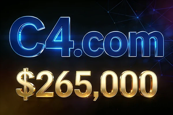 The two-character alphanumeric domain name C4.com sold for $265,000, setting a new benchmark for industry valuation.