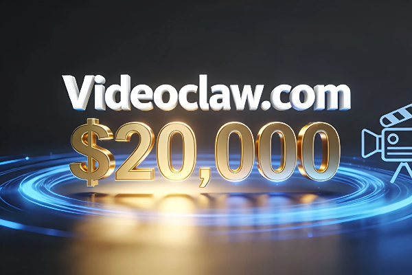 Videoclaw.com sold for $20,000, highlighting the value of domain names in the video + AI field.