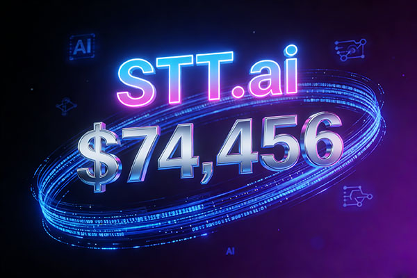 The domain name STT.ai sold for $74,456, demonstrating the continued rise in the value of domain names in the AI ​​voice technology field.