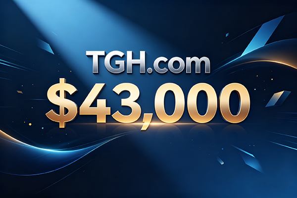 TGH.com sold for $43,000, with the three-letter .com domain continuing to be favored by end users.