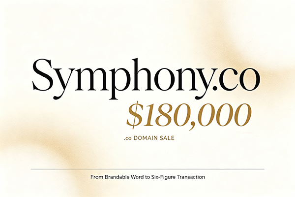 历史榜单更新！Symphony.co 18万美元成交跻身历史前三，复盘.co 域名高价交易