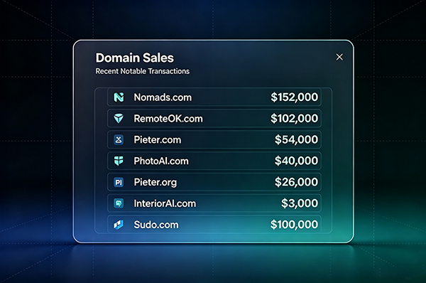 Domain buyers are increasingly publicly disclosing their transaction prices: Levels posted a listing for nearly $400,000, while Sudo.com sold for $100,000.