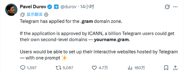 Telegram's application for .gram: What does the domain name industry see when 1 billion users encounter a new top-level domain?
