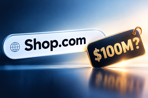 Setting a new record for domain name sales!Shopify acquires Shop.com for $100 million.