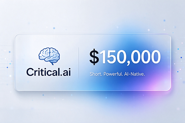 Critical.ai以15万美元成交：AI时代，具有明确思想内涵的域名正在受到关注