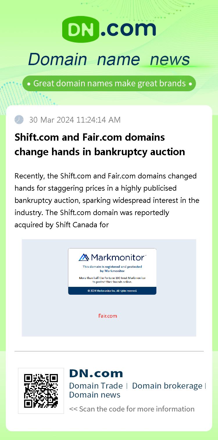 Shift.com and Fair.com domains change hands in bankruptcy auction