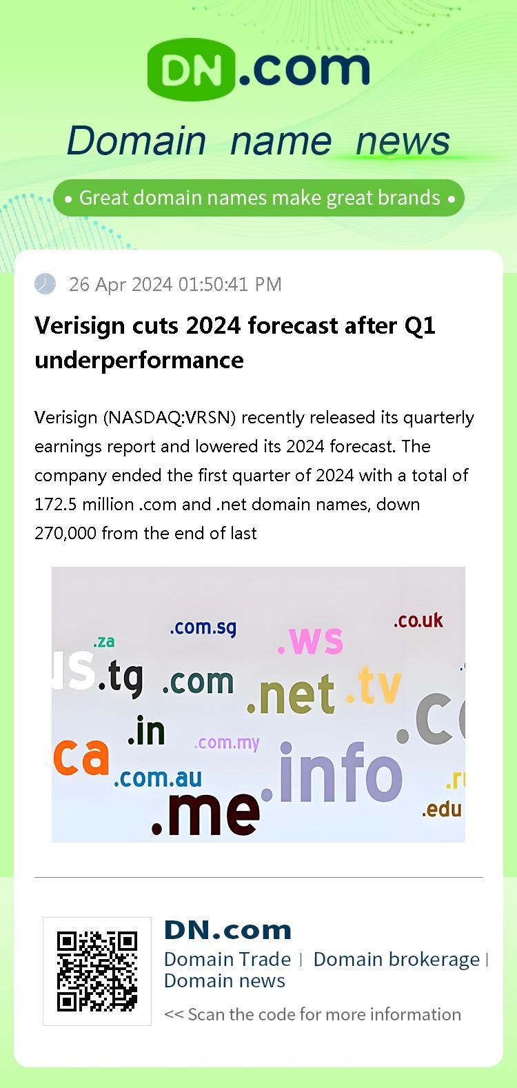 Verisign cuts 2024 forecast after Q1 underperformance
