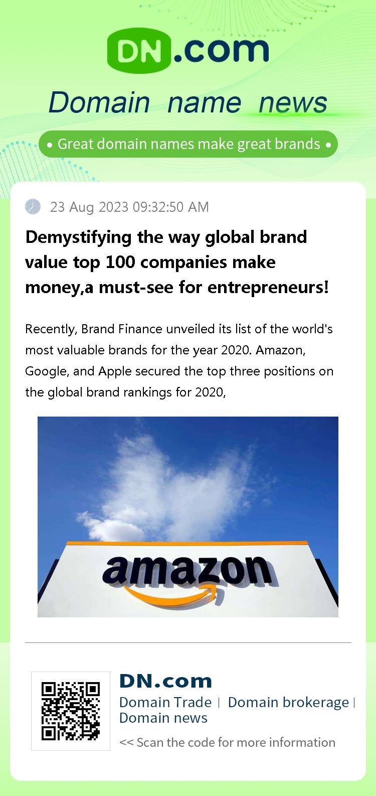 Demystifying the way global brand value top 100 companies make money,a must-see for entrepreneurs!