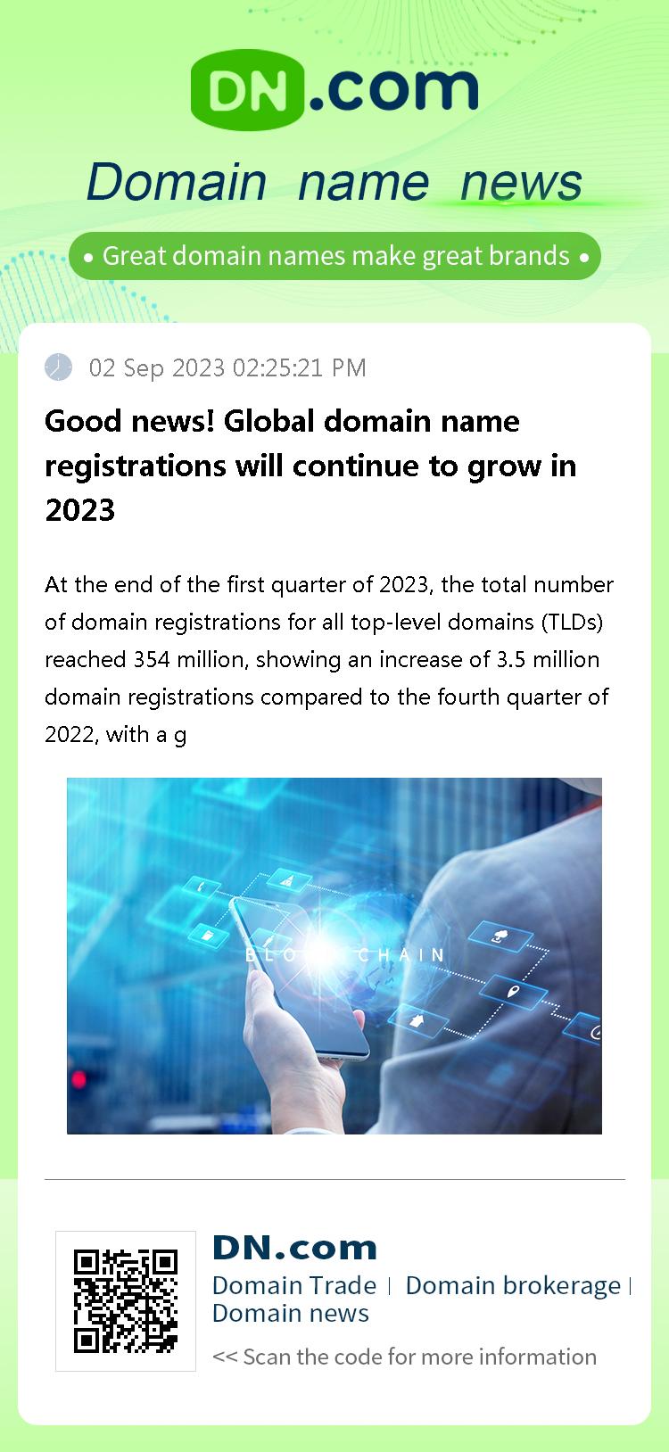 Good news! Global domain name registrations will continue to grow in 2023