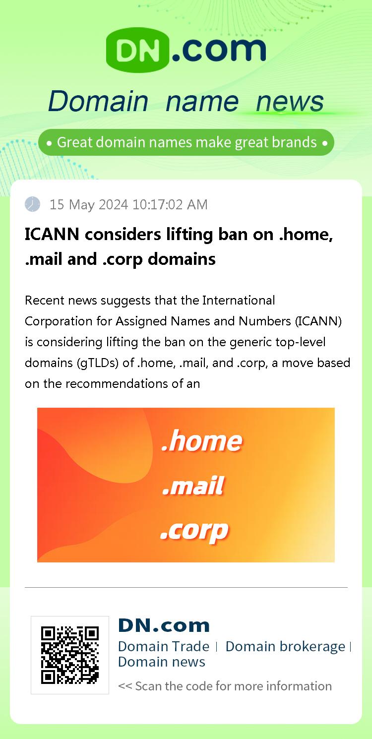 ICANN considers lifting ban on .home, .mail and .corp domains