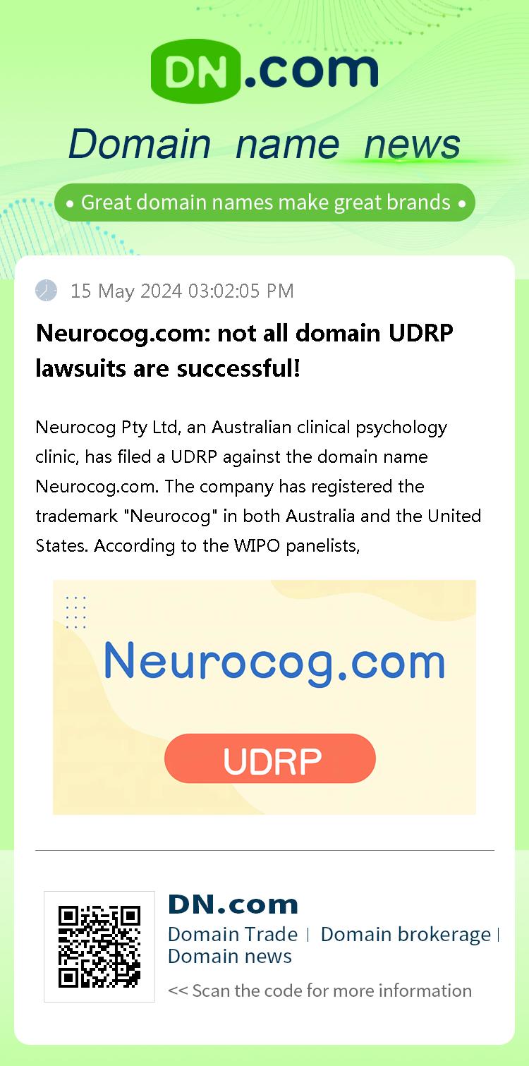 Neurocog.com: not all domain UDRP lawsuits are successful!