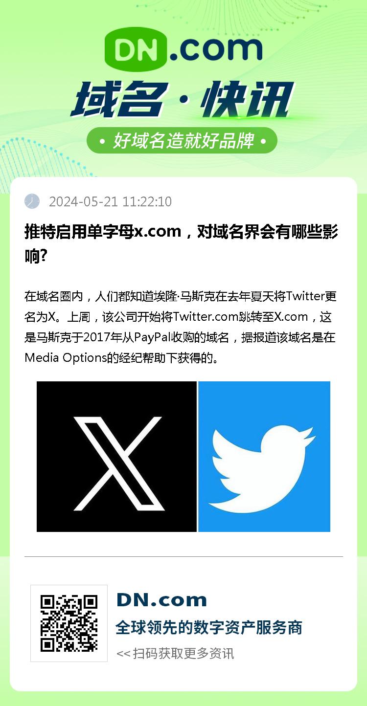 推特启用单字母x.com，对域名界会有哪些影响?